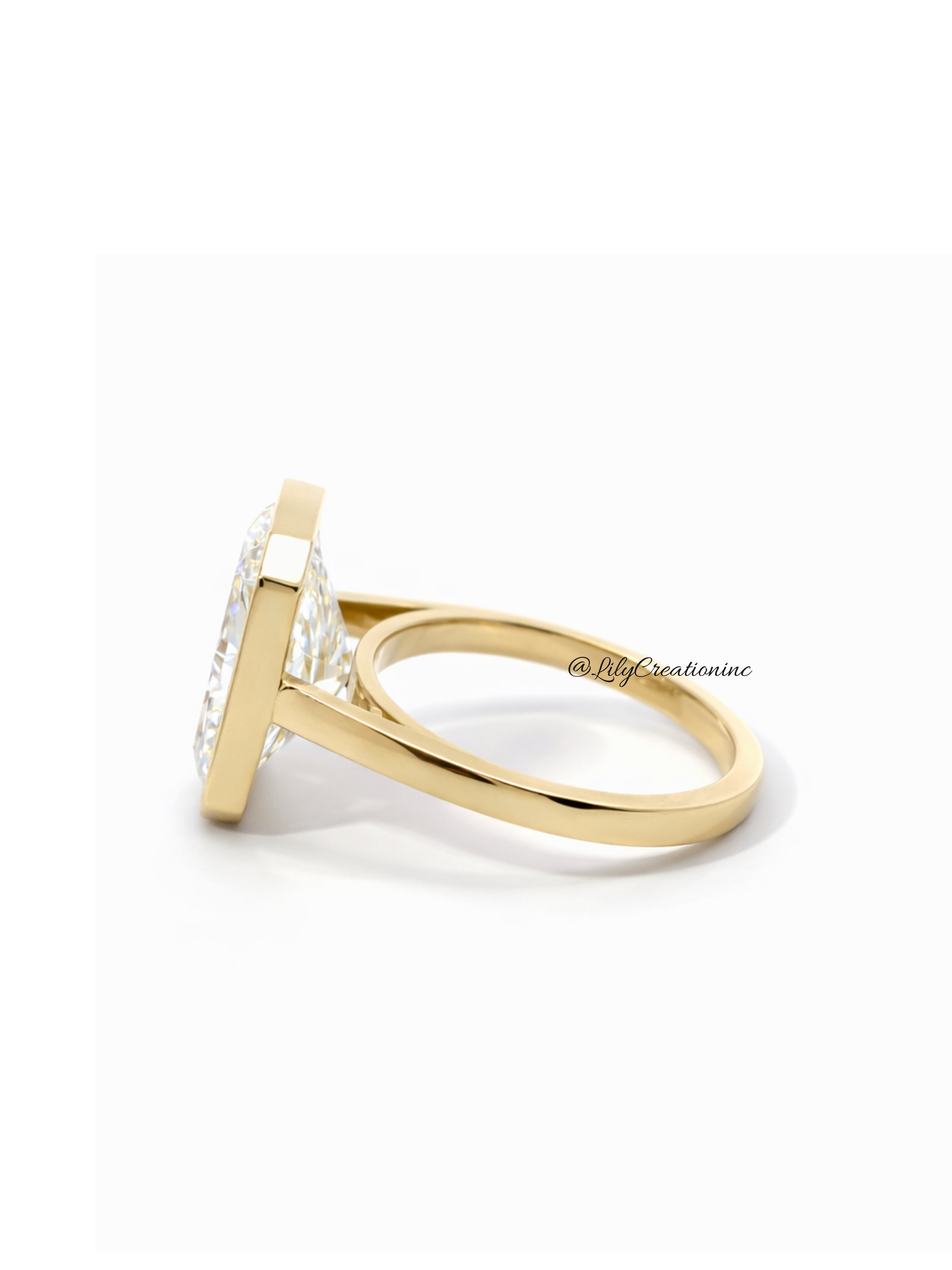 Radiant Cut Gold Bezel Lab Grown Diamond Engagement Ring