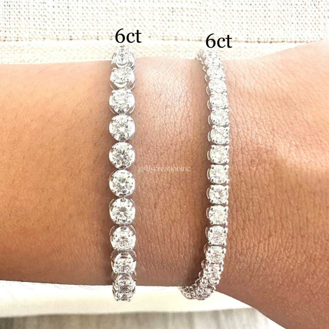 6 Carat Crown Setting Round Lab Grown Diamond Tennis Bracelet