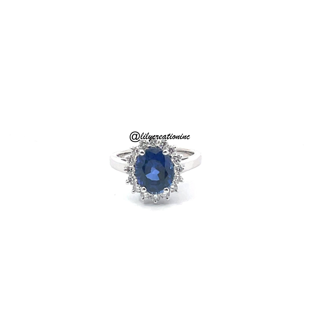 Oval Sapphire & Diamond Engagement Ring - 3 ct