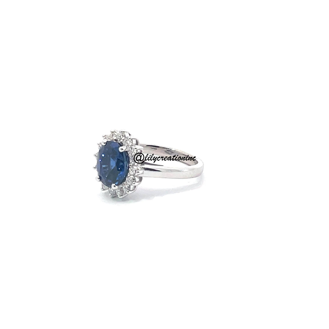 Oval Sapphire & Diamond Engagement Ring - 3 ct