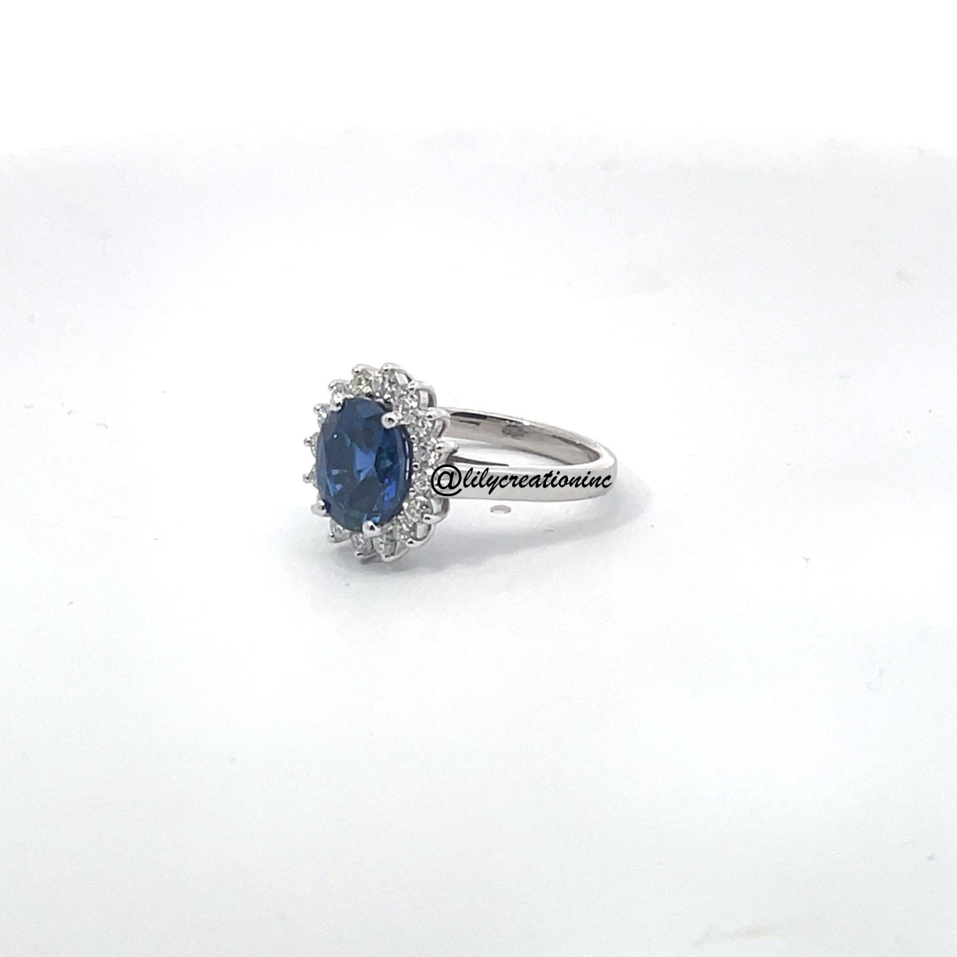 Oval Sapphire & Diamond Engagement Ring - 3 ct