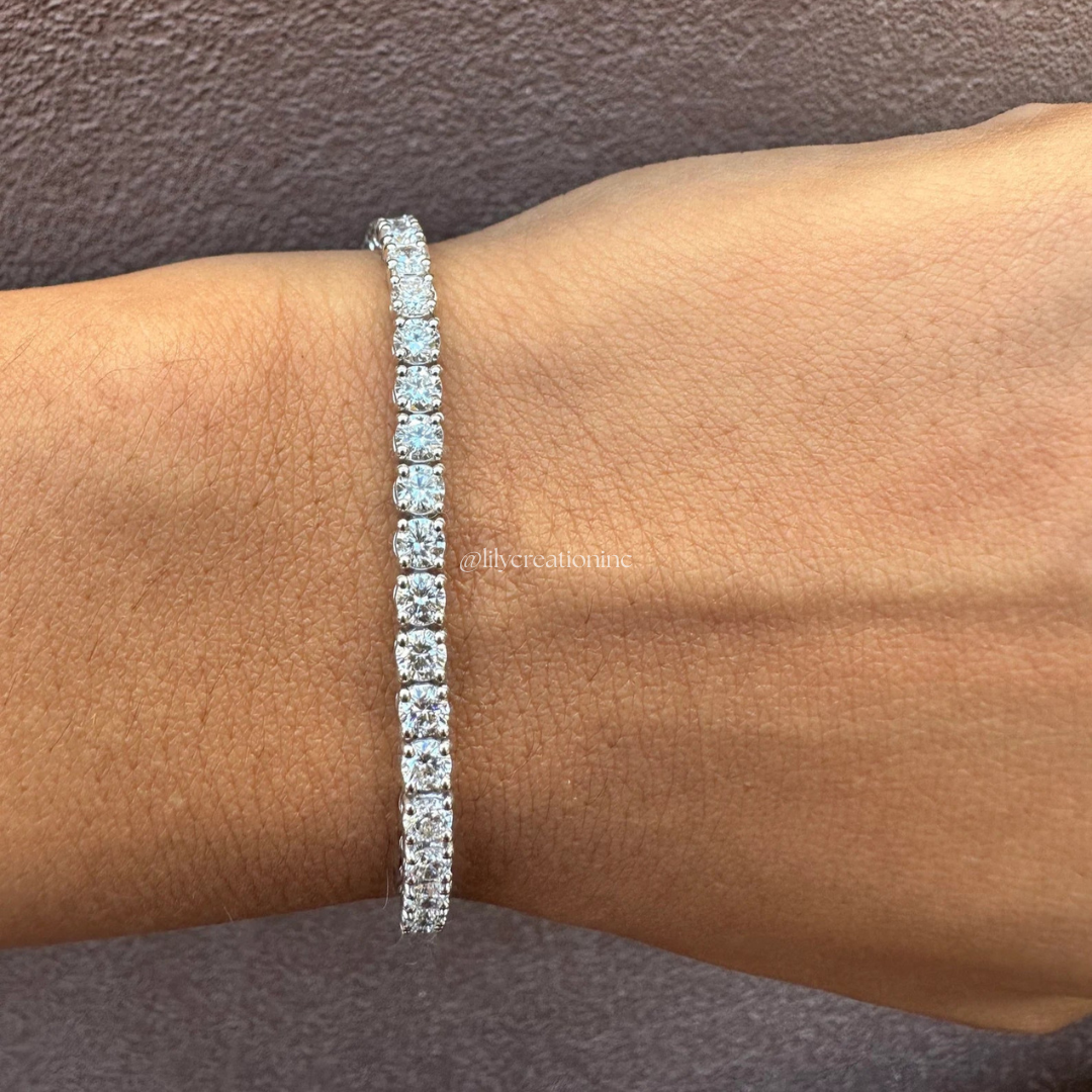 7 Carat Round Lab Grown Diamond Tennis Bracelet