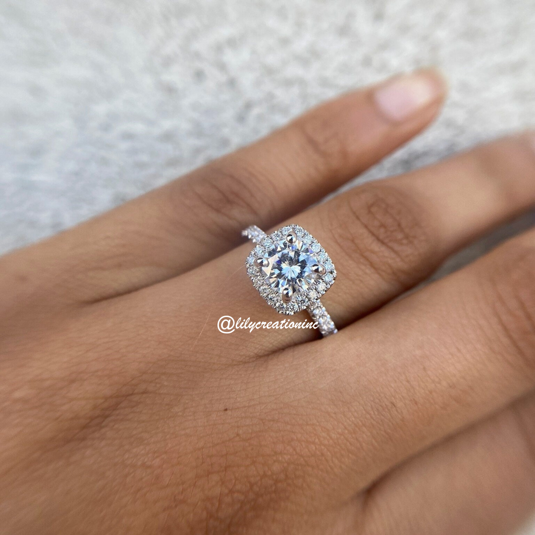 Cushion Halo Diamond Engagement Ring