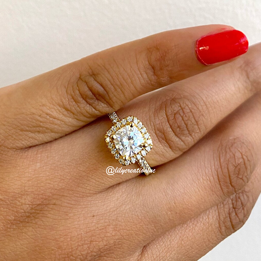 Cushion Halo Diamond Engagement Ring