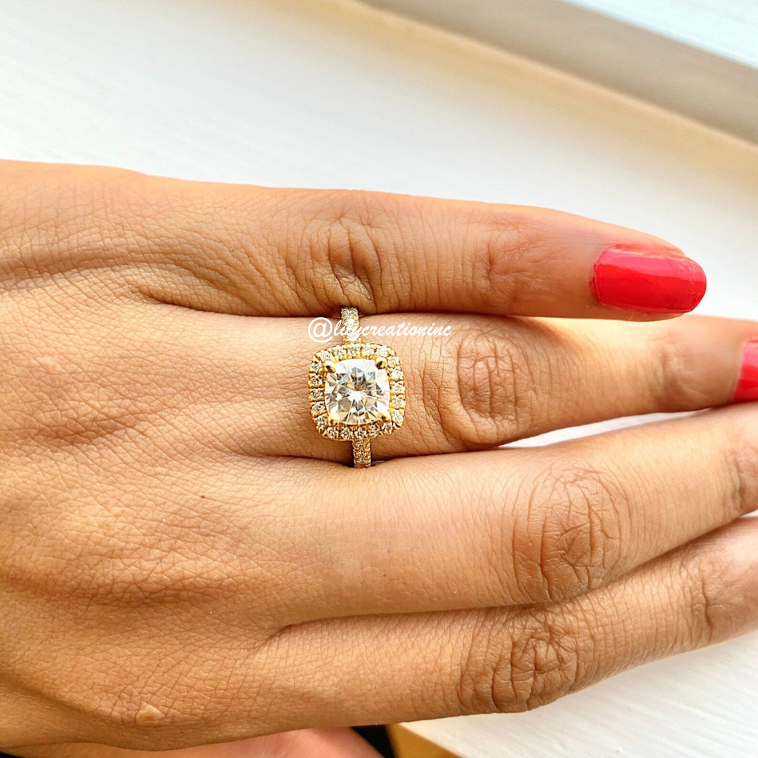 Cushion Halo Diamond Engagement Ring