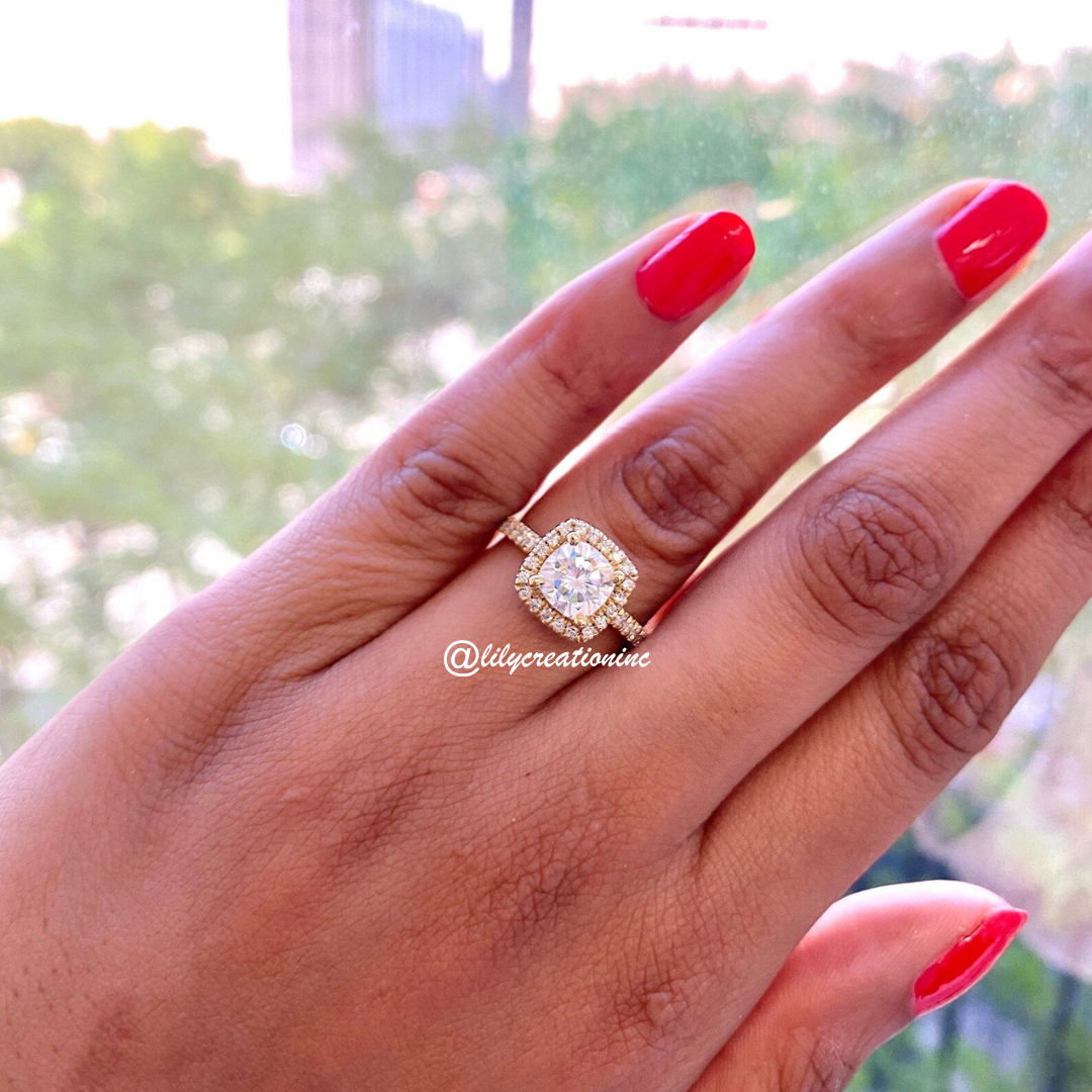 Cushion Halo Diamond Engagement Ring