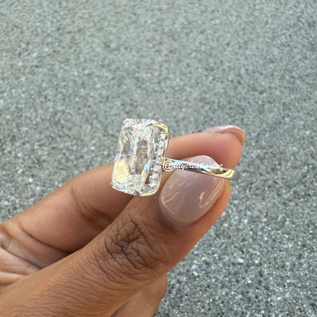 Radiant Cut Solitaire Diamond Engagement Ring With Halo