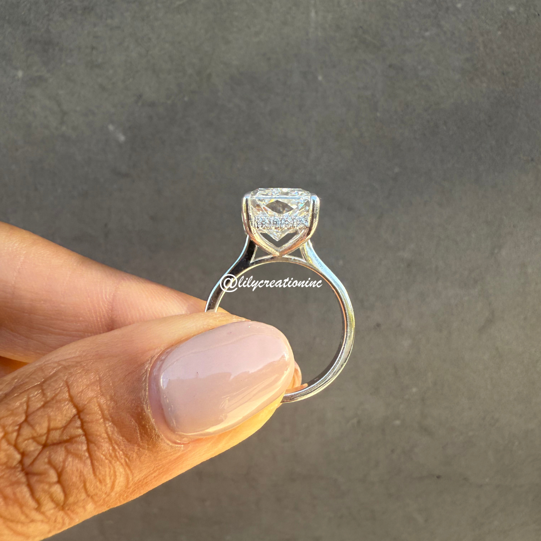 Radiant Cut Solitaire Diamond Engagement Ring With Halo