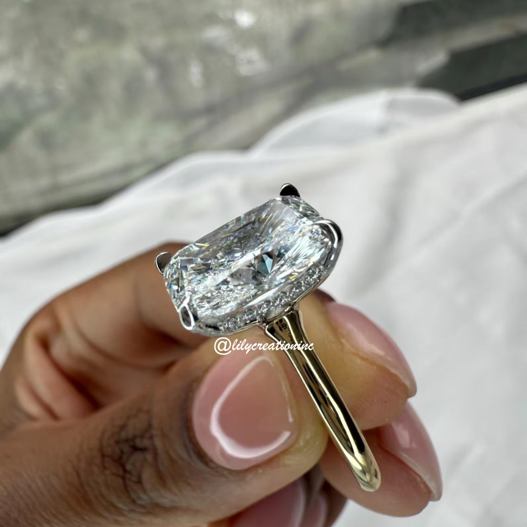 Two-Tone Cushion Solitaire Diamond Engagement Ring