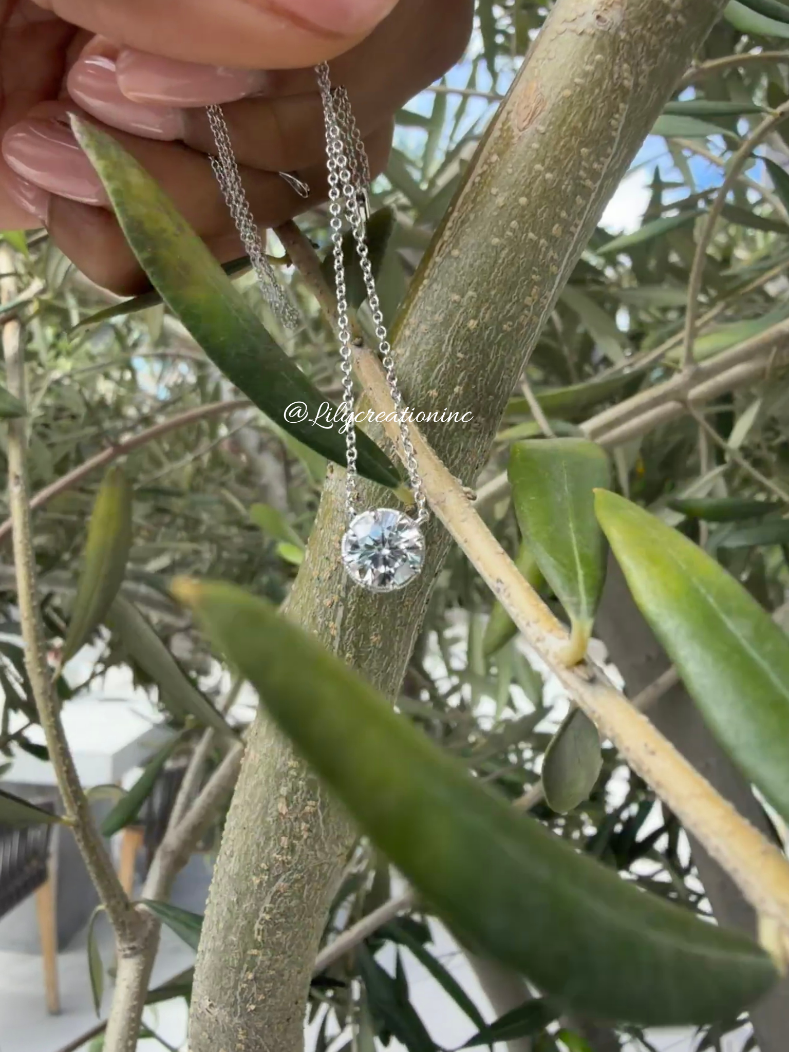1Ct Round Single Stone Pendant 14k White Gold