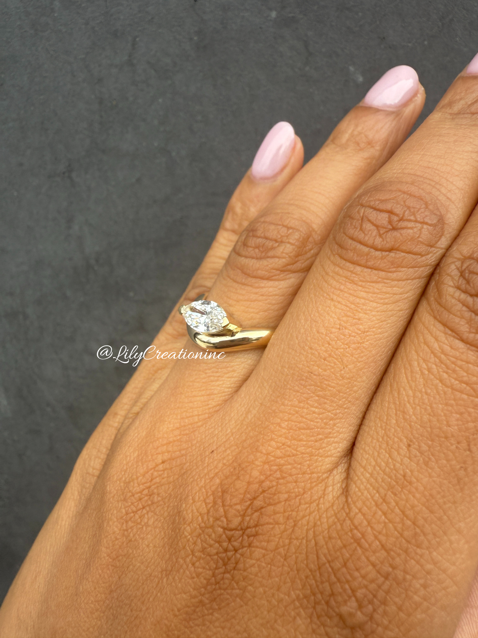 Art Deco Marquee Lab Grown Diamond Engagement Ring