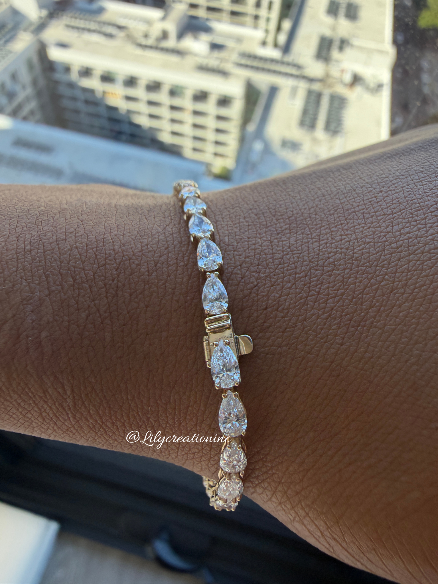 6.50 Carat Pear Cut North to South Diamond Tennis Bracelet