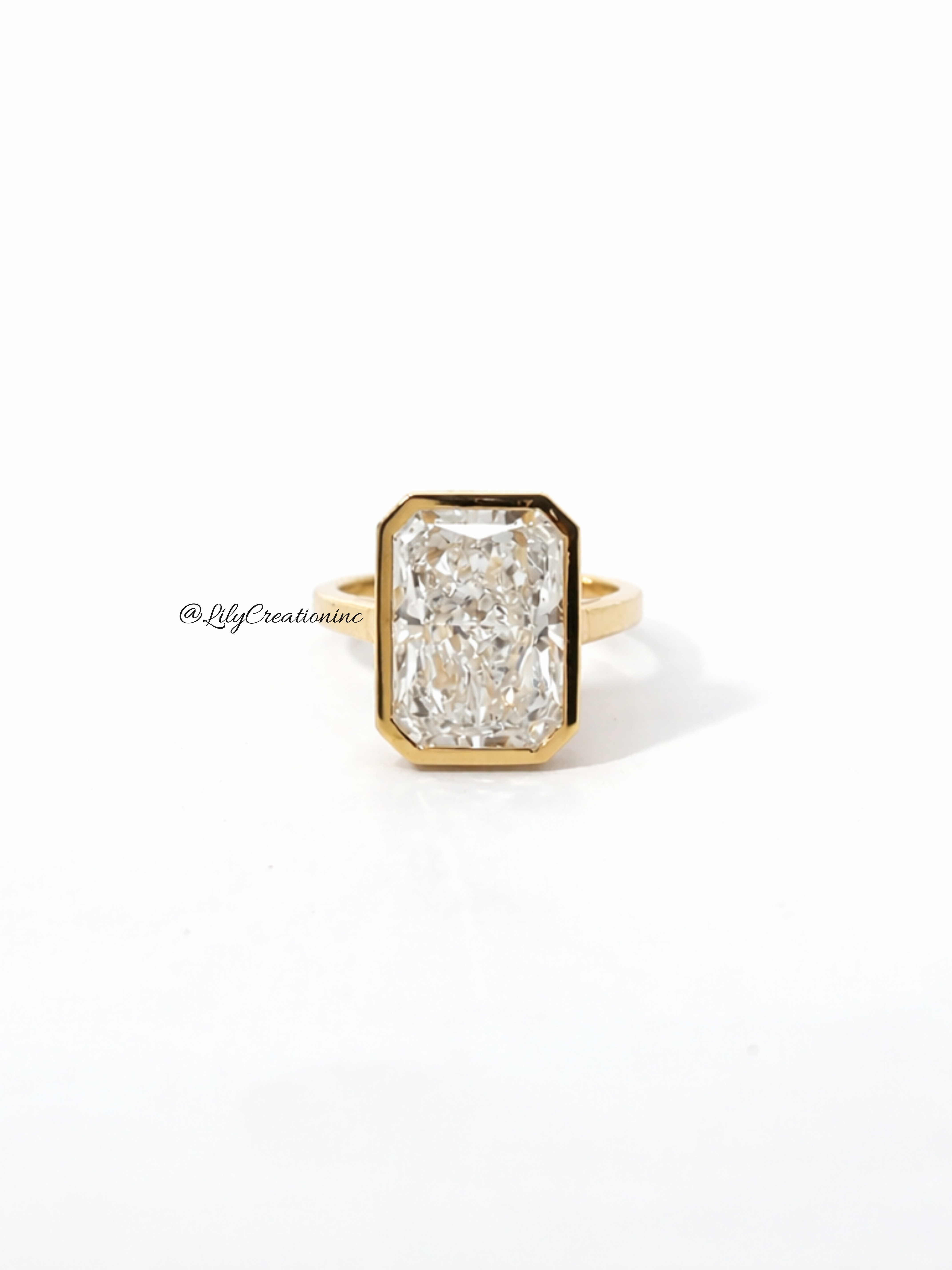 Radiant Cut Gold Bezel Lab Grown Diamond Engagement Ring