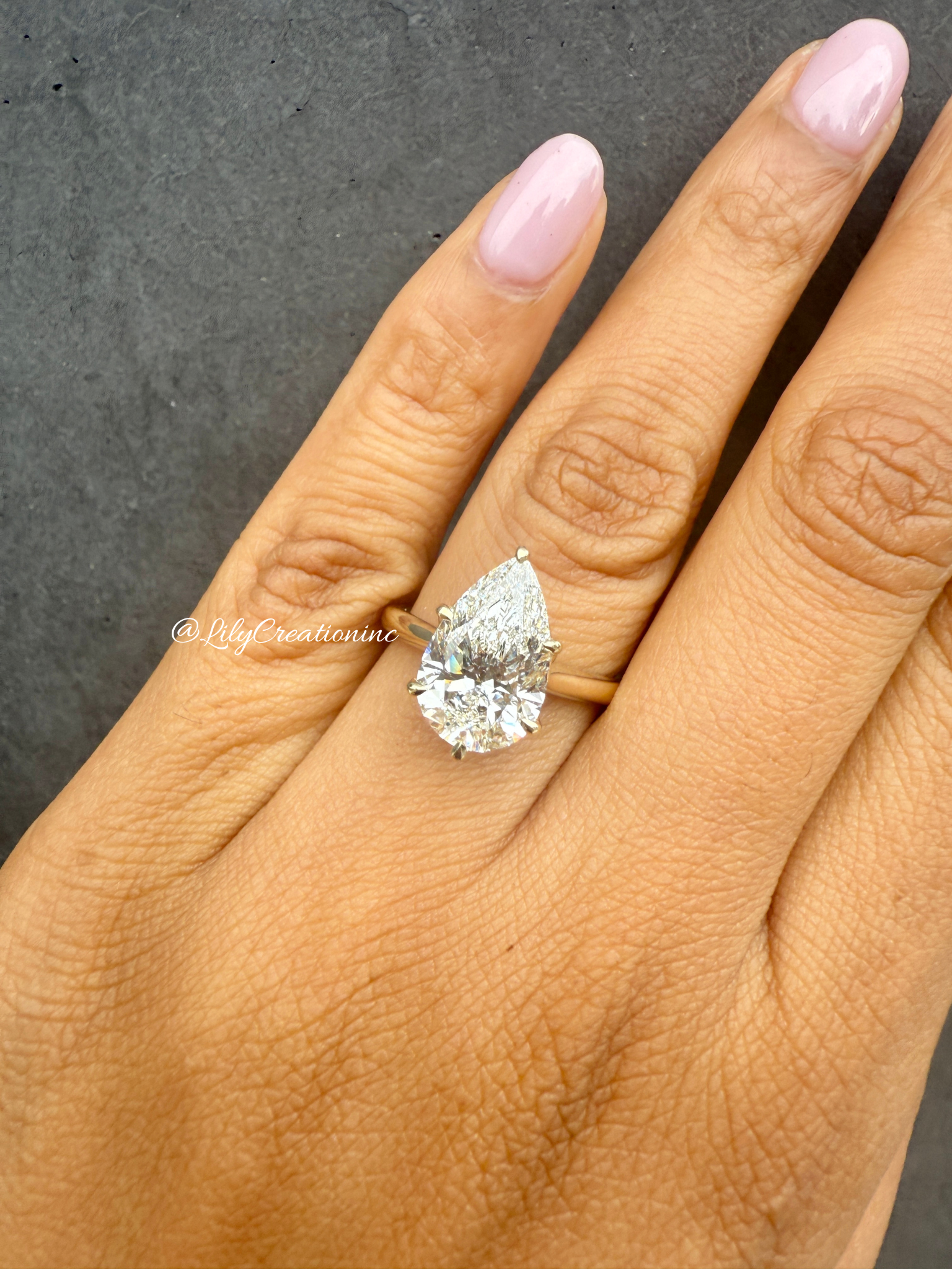Classic Pear Cut Lab Grown Diamond Engagement Ring