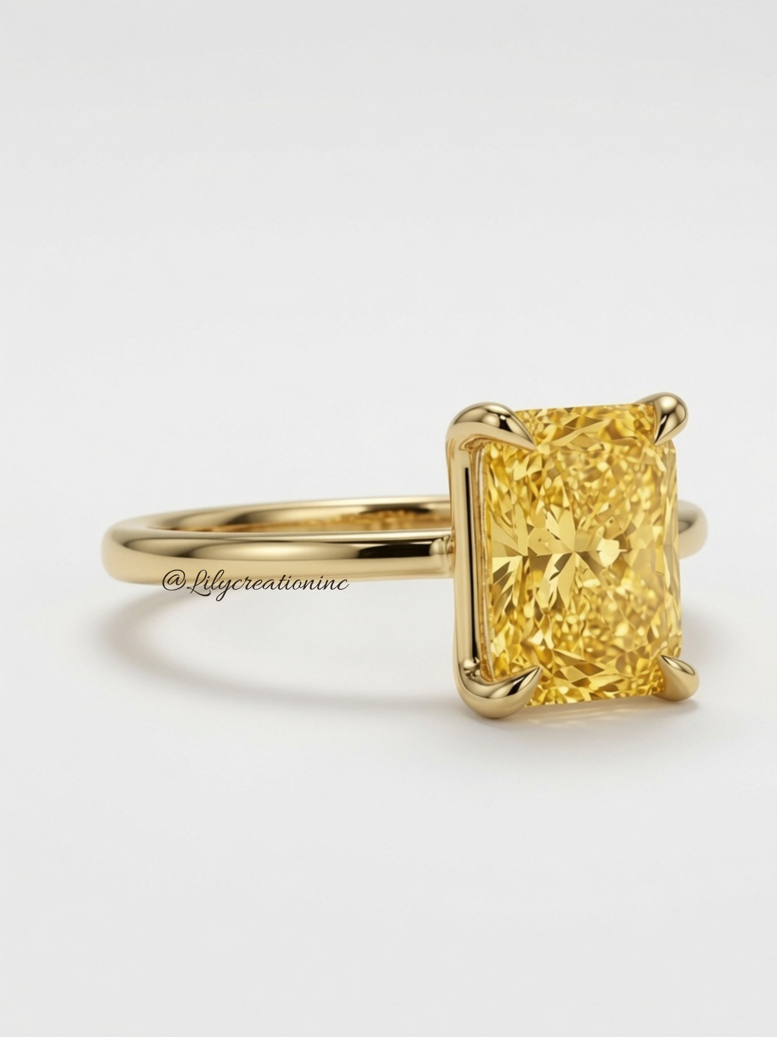 Yellow Radiant Cut Solitaire Diamond Engagement Ring