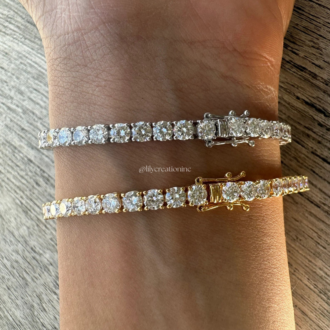 9 Carat Round Lab Grown Diamond Tennis Bracelet