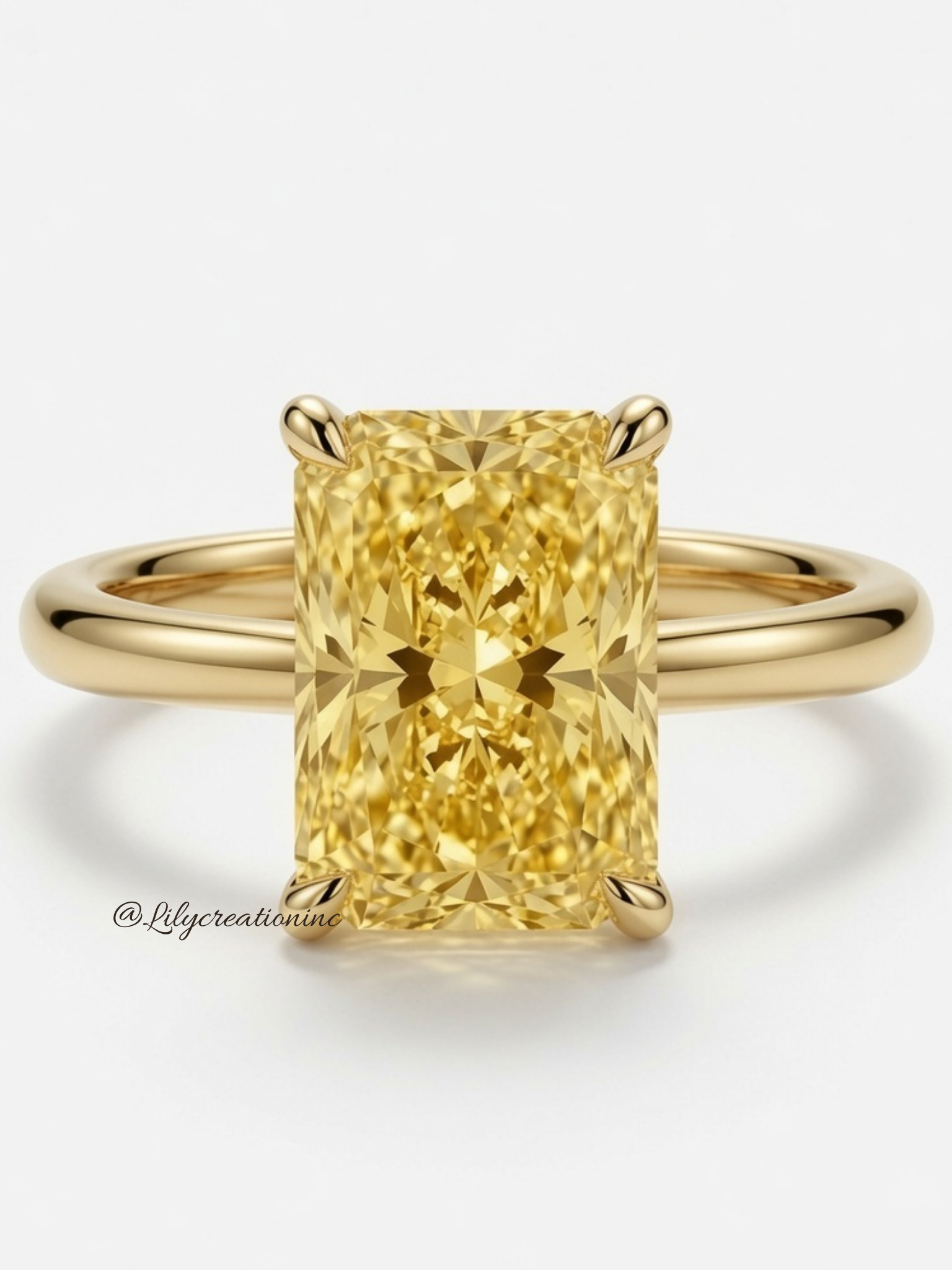 Yellow Radiant Cut Solitaire Diamond Engagement Ring