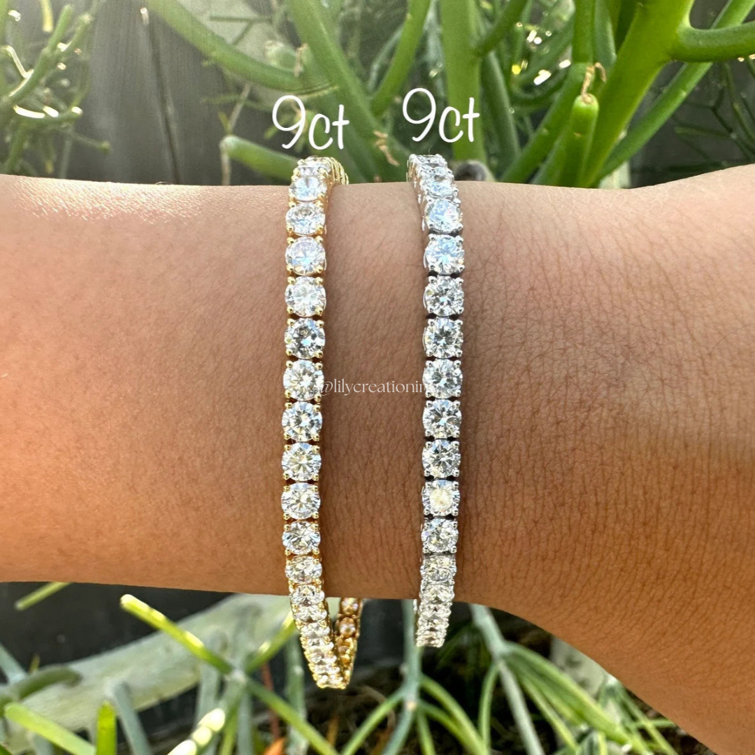 9 Carat Round Lab Grown Diamond Tennis Bracelet