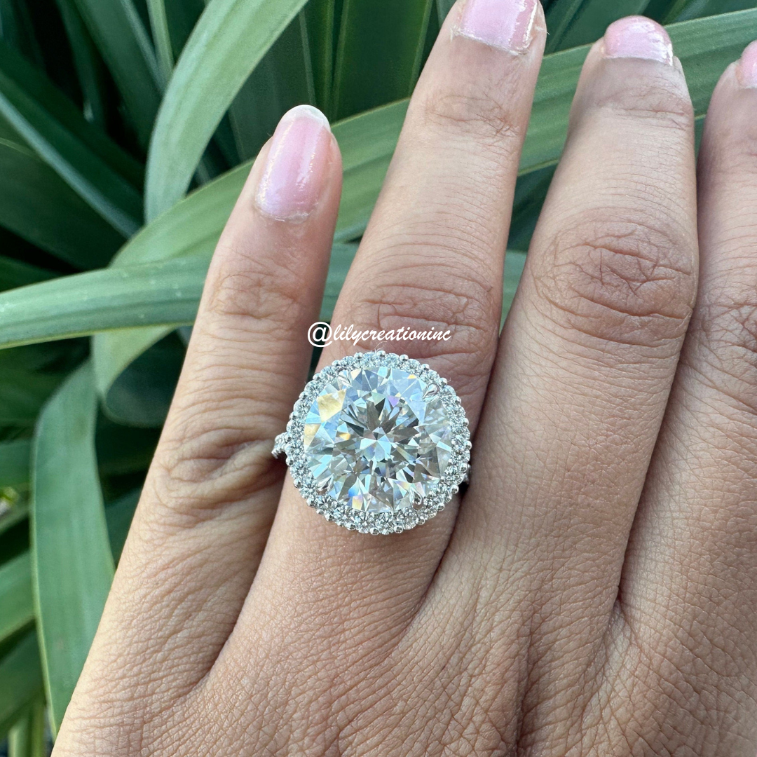 5 Ct Round Diamond Engagement Ring With Halo