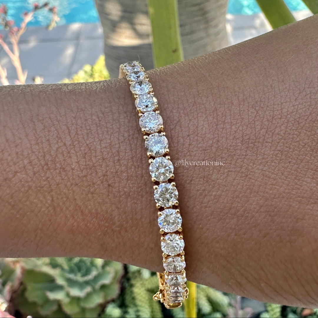 10 Carat Round Lab Grown Diamond Tennis Bracelet
