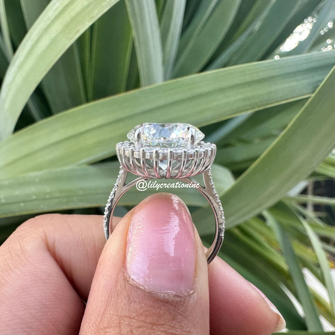 5 Ct Round Diamond Engagement Ring With Halo