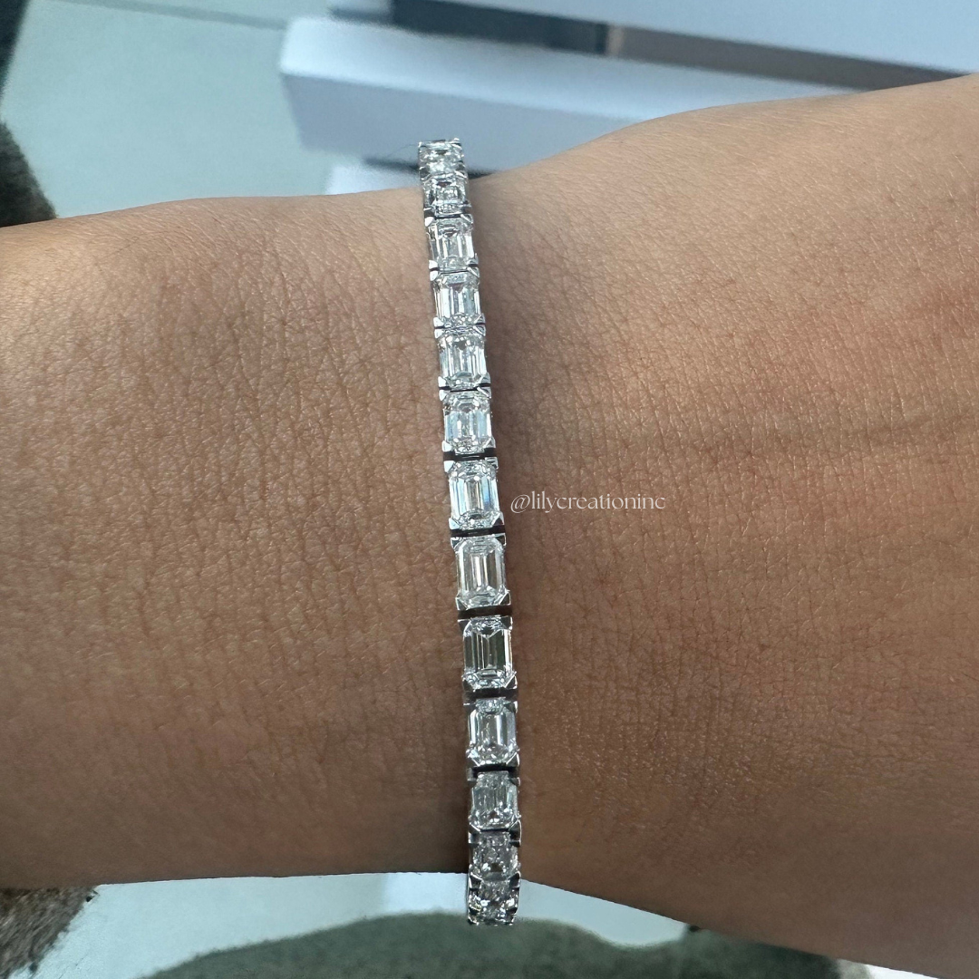 8 Carat Emerald Cut East West Lab Grown Diamond Tennis Bracelet