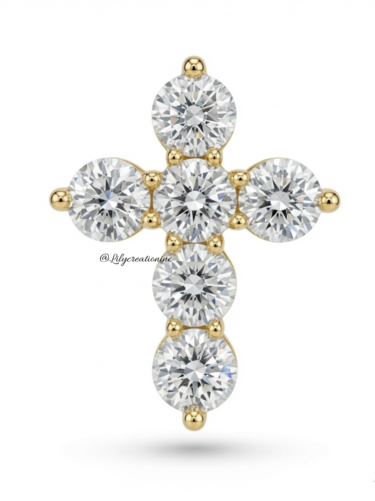 Round 6 Stones Lab Grown Diamond Cross Pendant