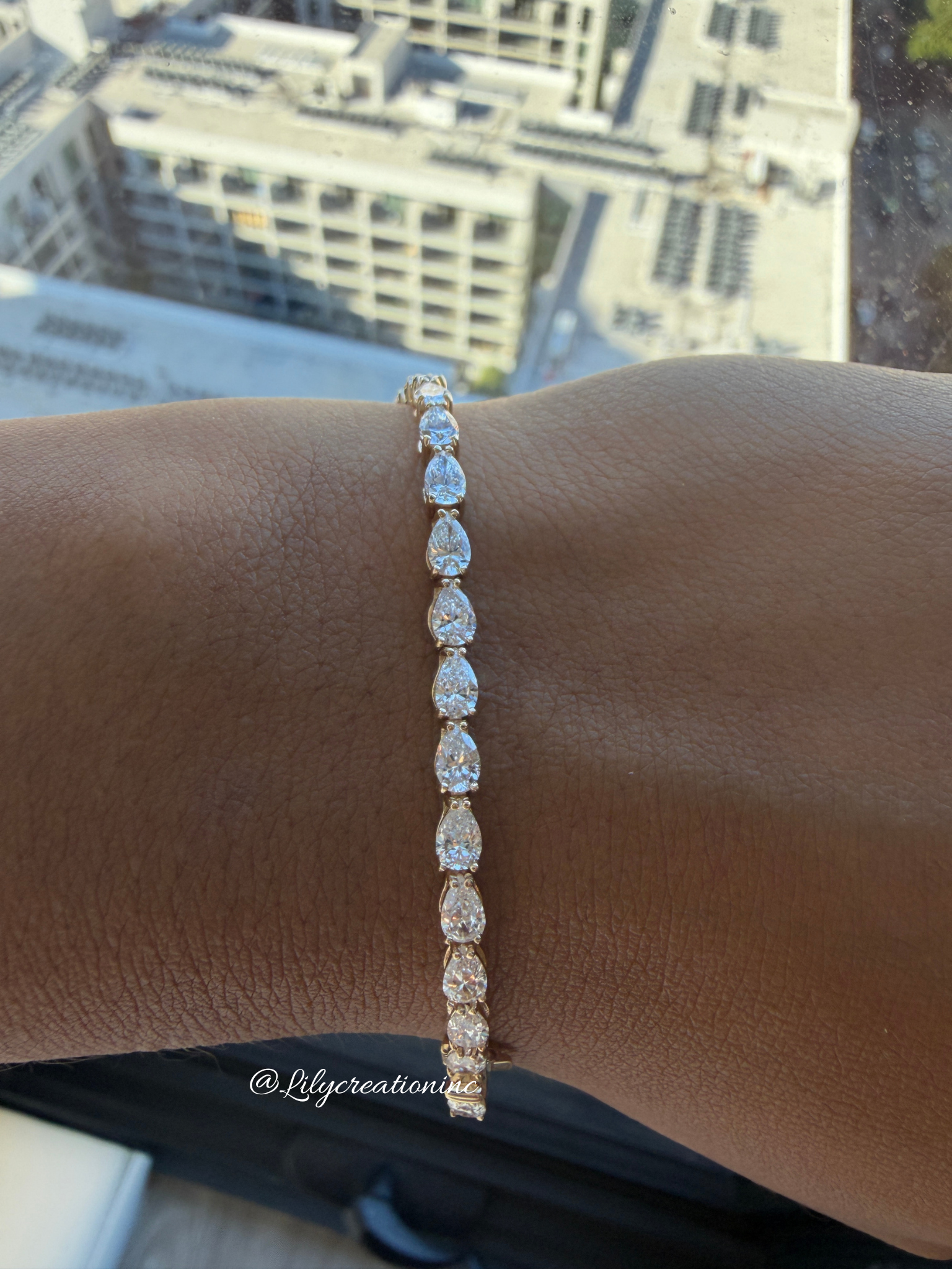 6.50 Carat Pear Cut North to South Diamond Tennis Bracelet