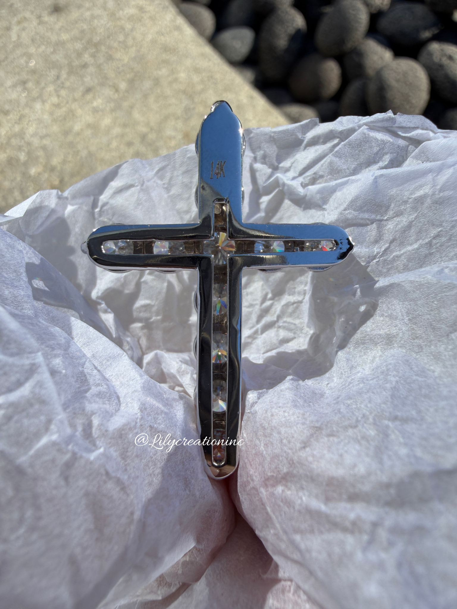 5 Carat Round Lab Grown Diamond Cross Pendant