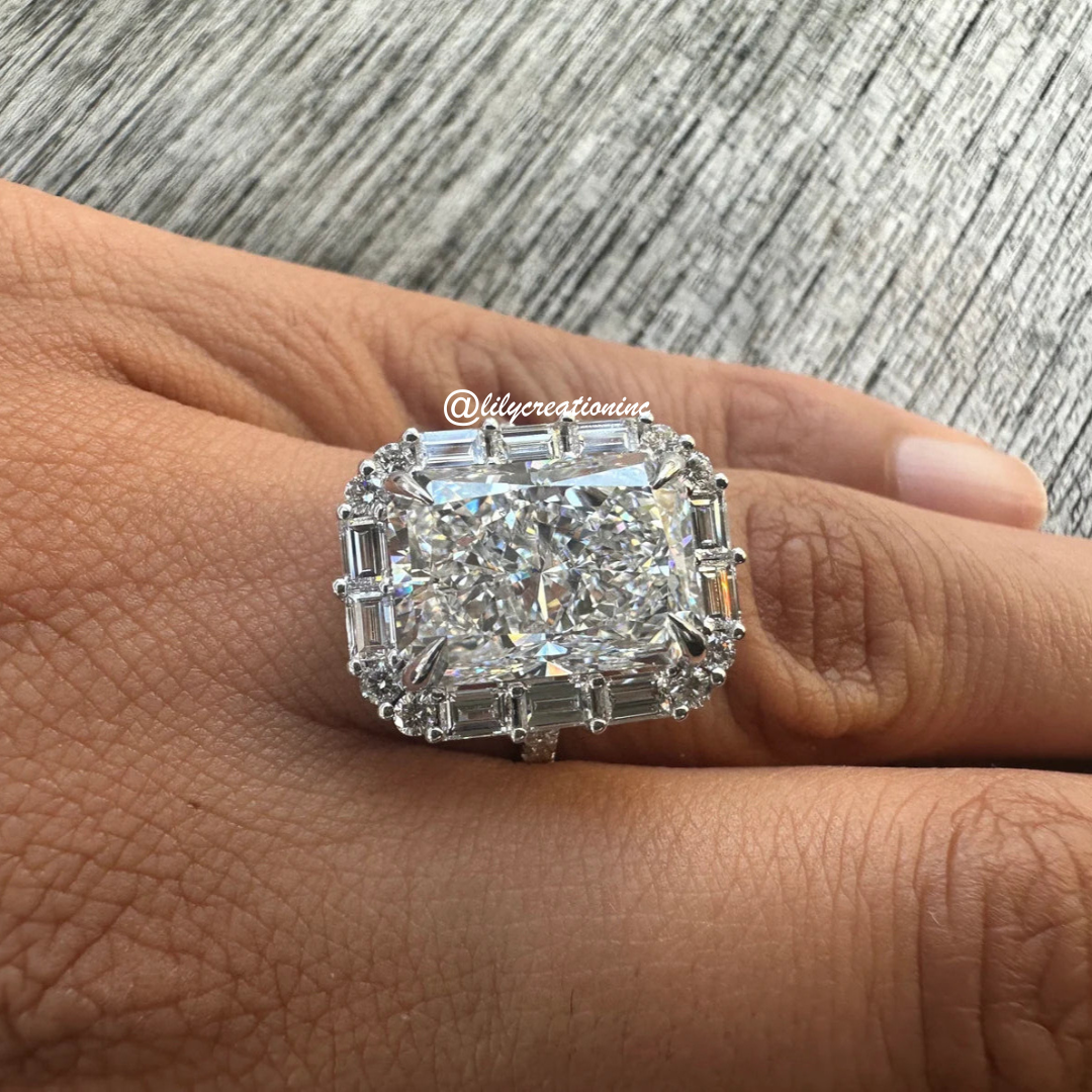 Radiant Cut Halo Solitaire Diamond Engagement Ring