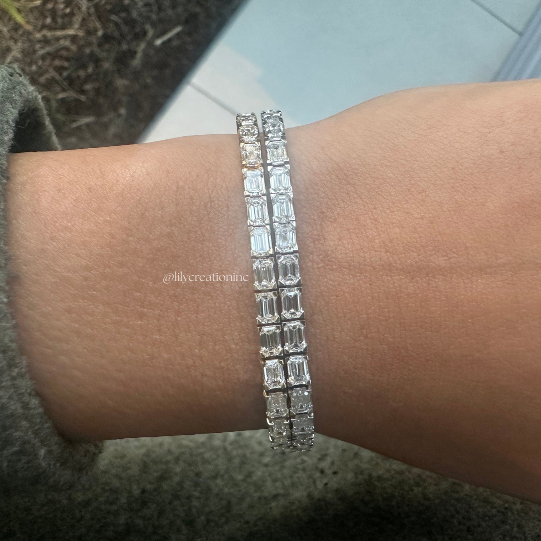 8 Carat Emerald Cut East West Lab Grown Diamond Tennis Bracelet