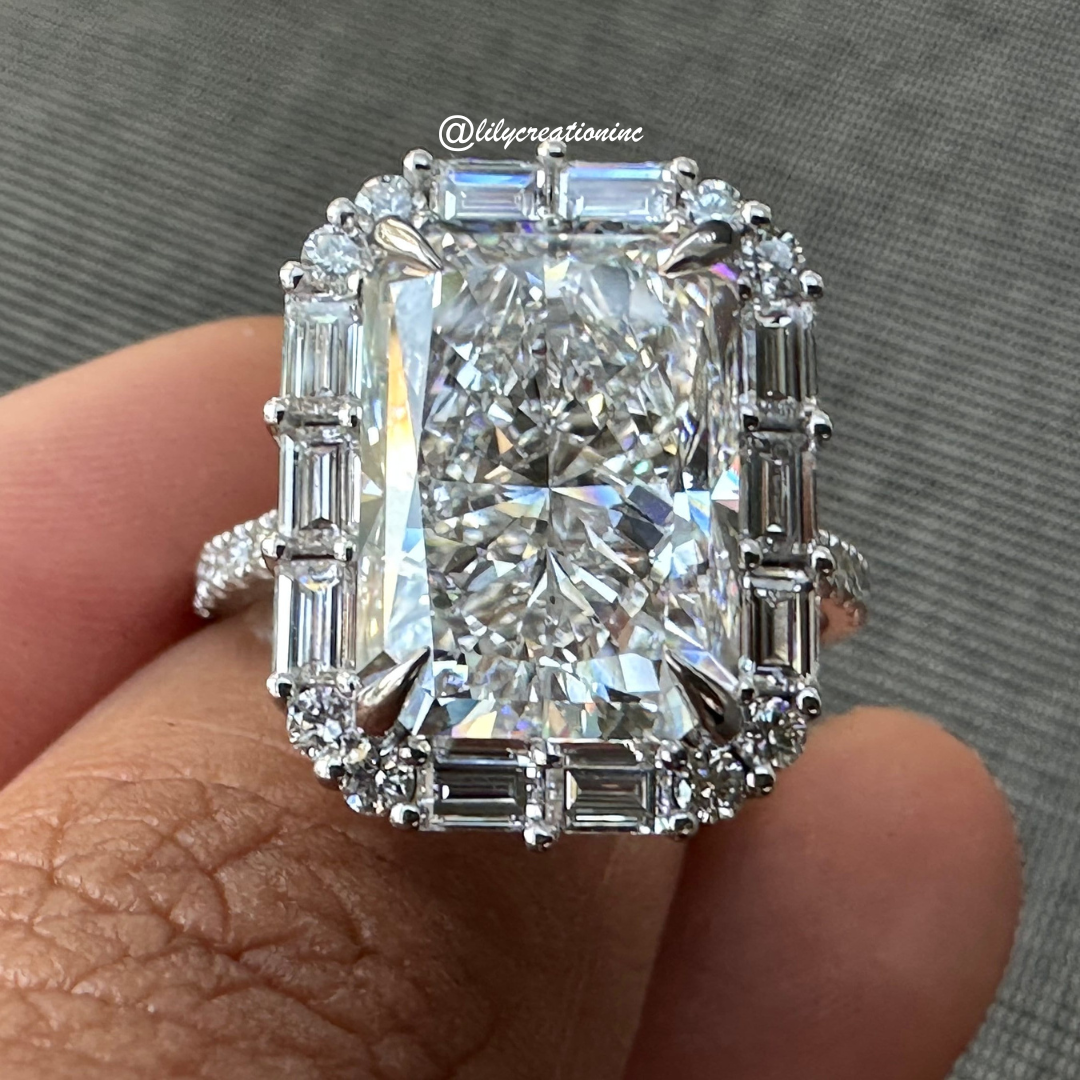 Radiant Cut Halo Solitaire Diamond Engagement Ring