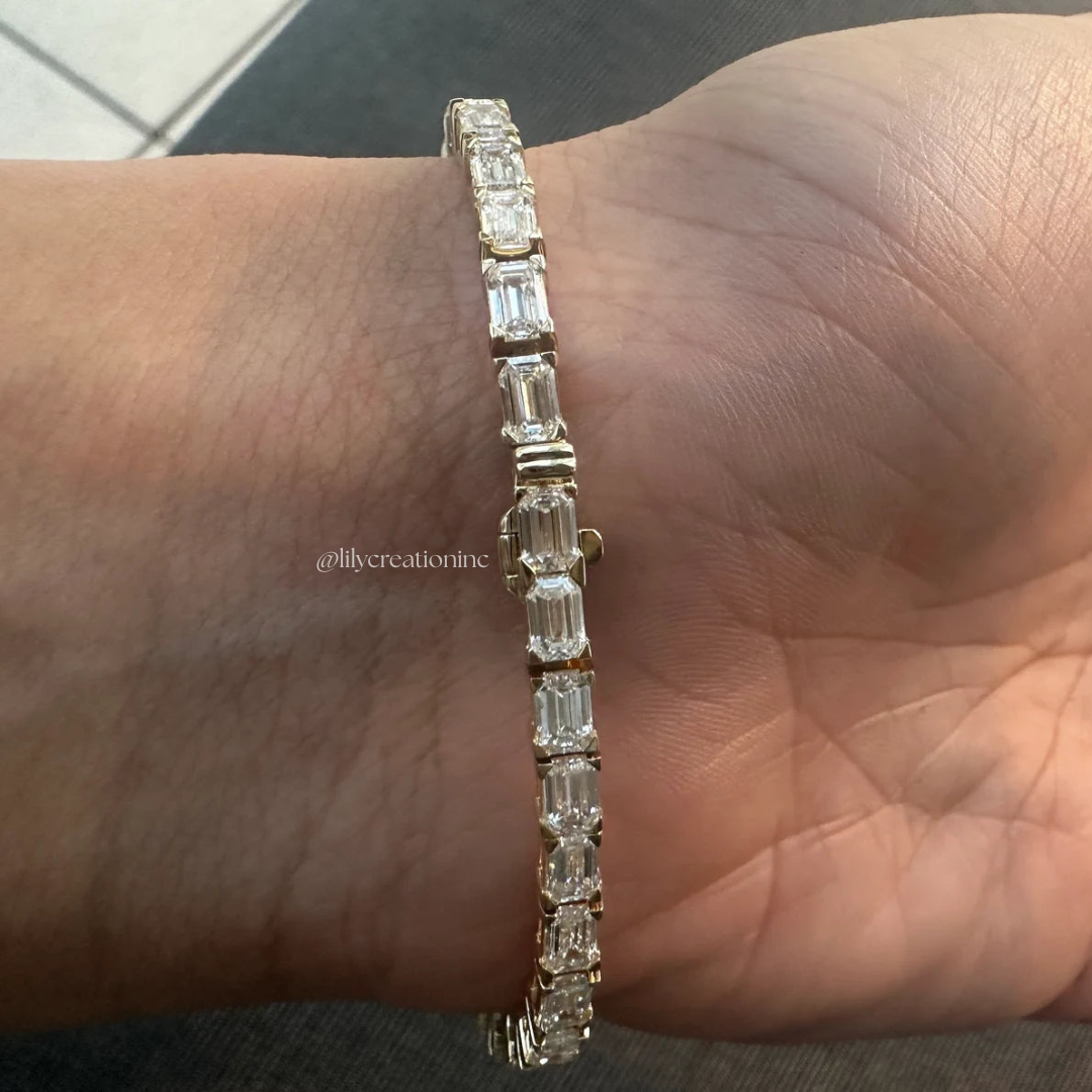 8 Carat Emerald Cut East West Lab Grown Diamond Tennis Bracelet