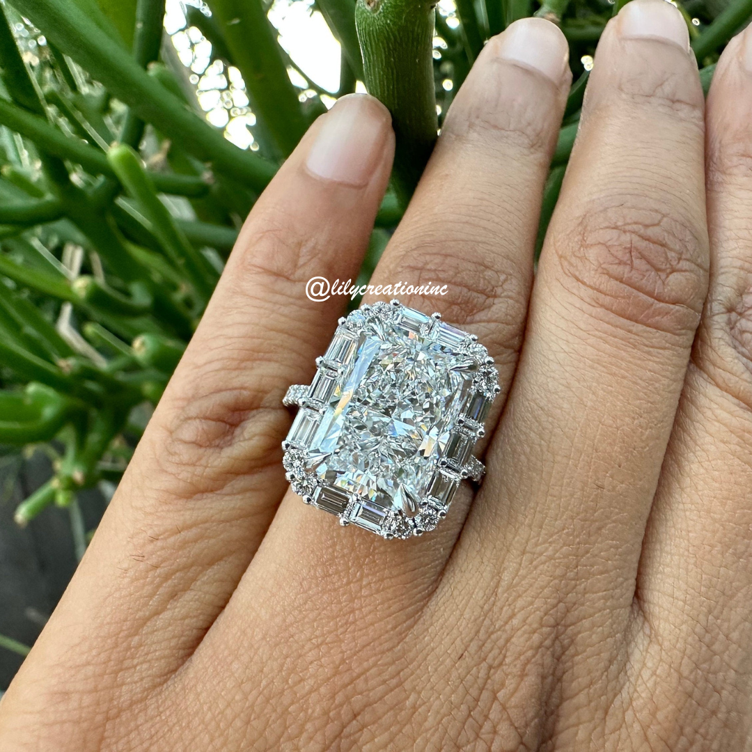 Radiant Cut Halo Solitaire Diamond Engagement Ring