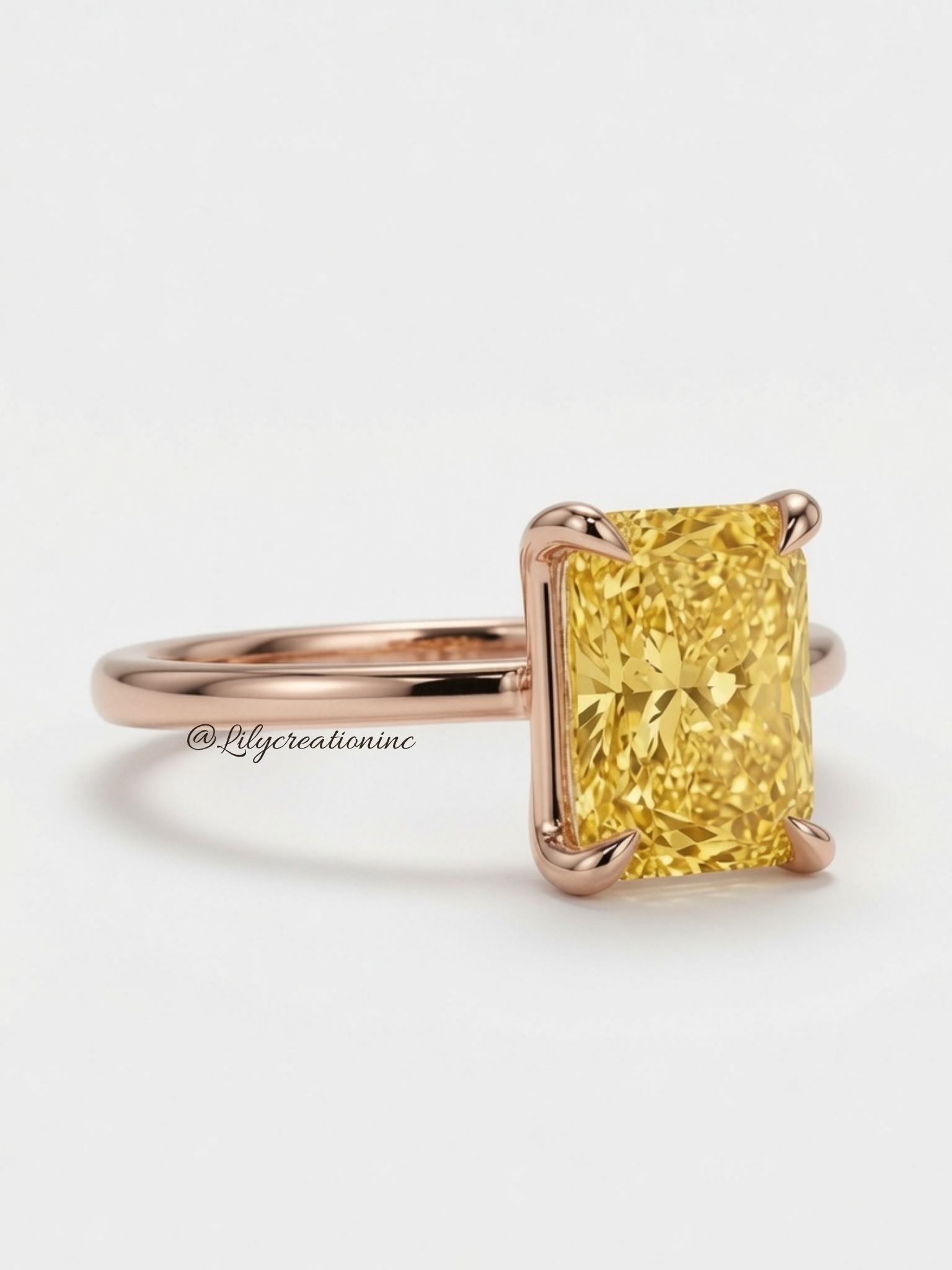 Yellow Radiant Cut Solitaire Diamond Engagement Ring