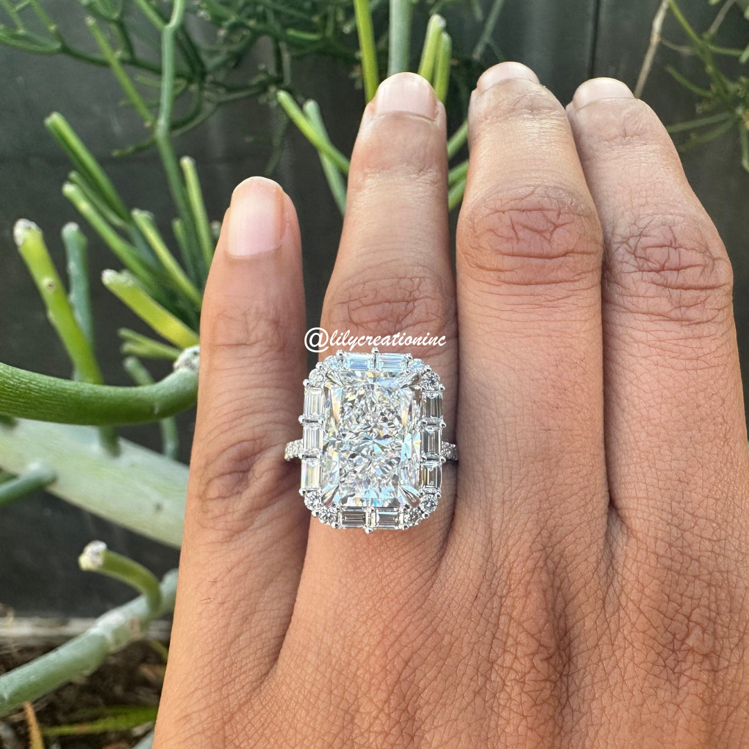 Radiant Cut Halo Solitaire Diamond Engagement Ring