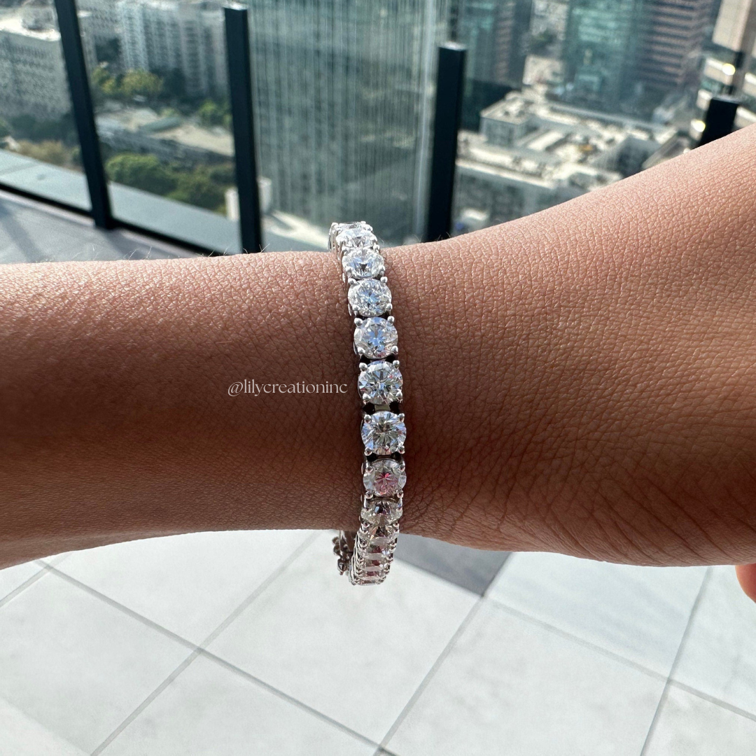 12 Carat Round Lab Grown Diamond Tennis Bracelet