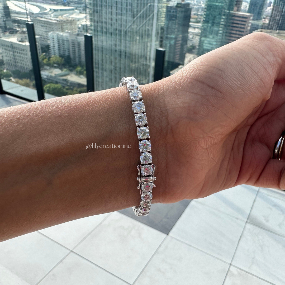 12 Carat Round Lab Grown Diamond Tennis Bracelet