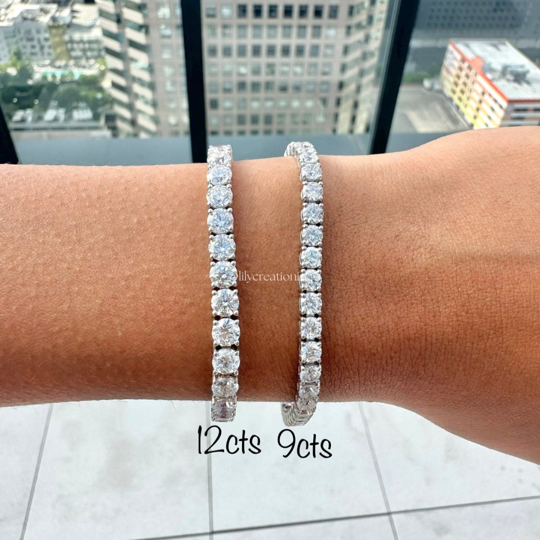 12 Carat Round Lab Grown Diamond Tennis Bracelet