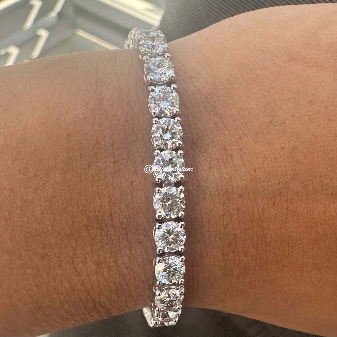 15 Carat Round Lab Grown Diamond Tennis Bracelet