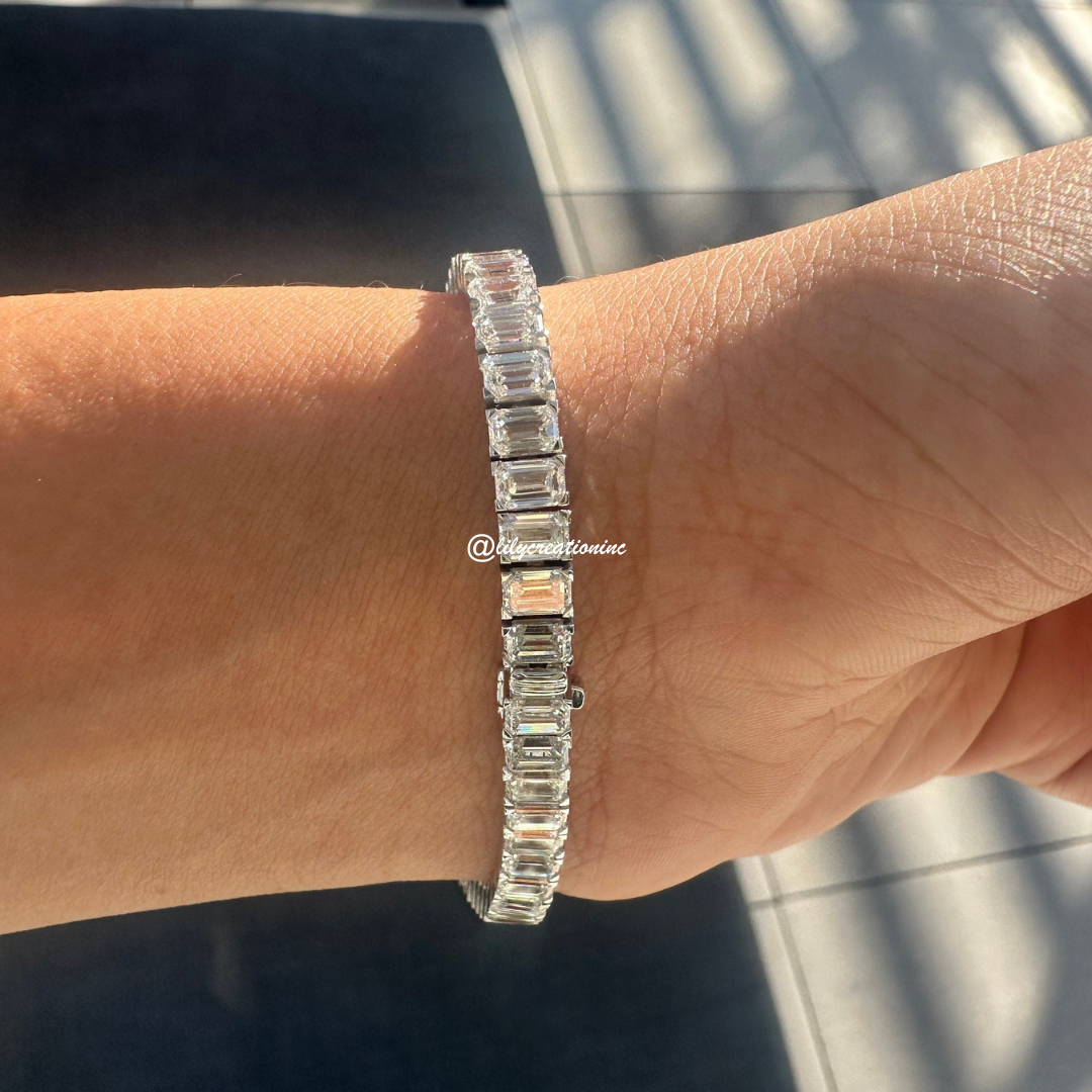 14 Carat Emerald Cut Lab Grown Diamond Bracelet