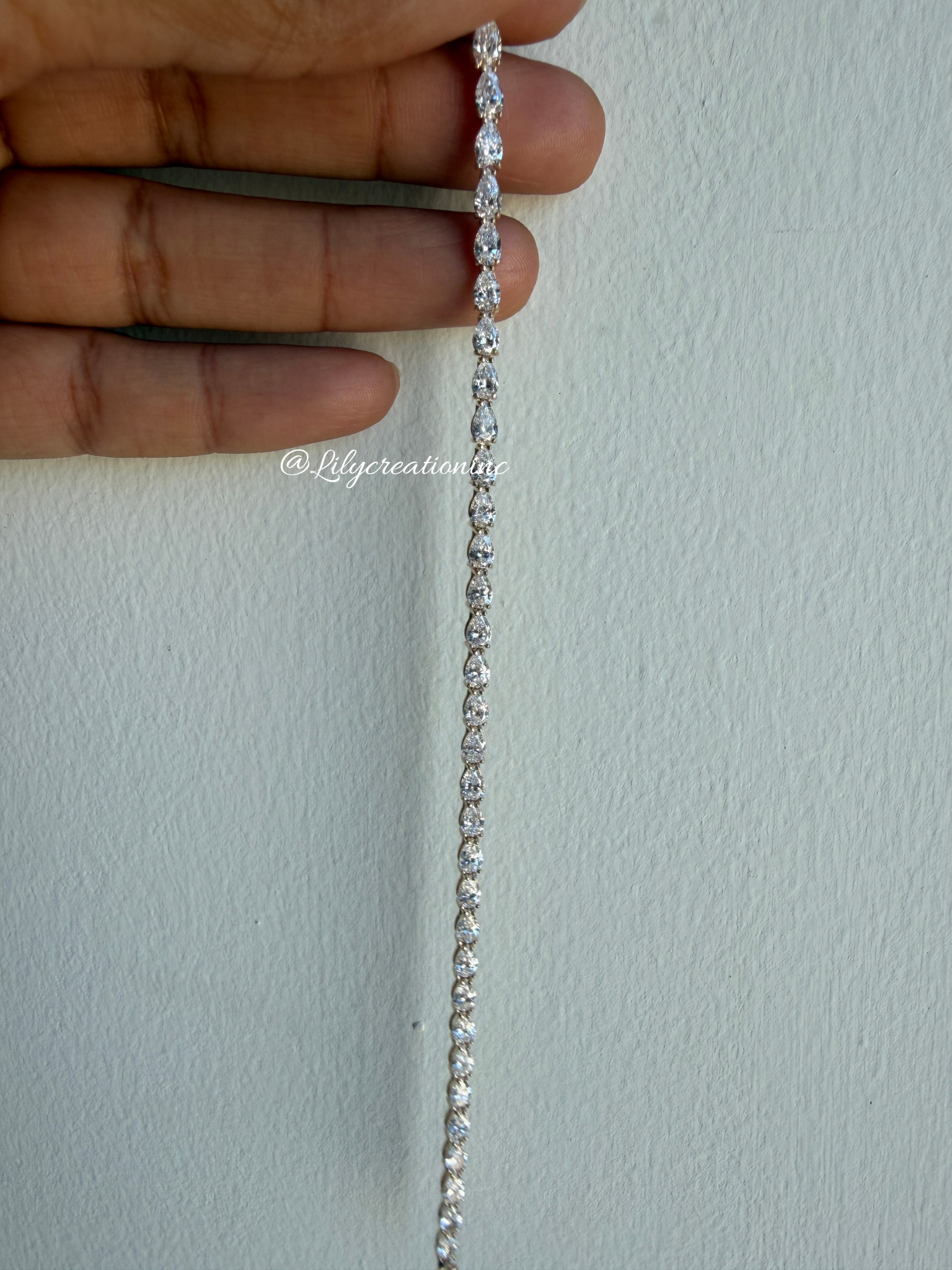 6.50 Carat Pear Cut North to South Diamond Tennis Bracelet
