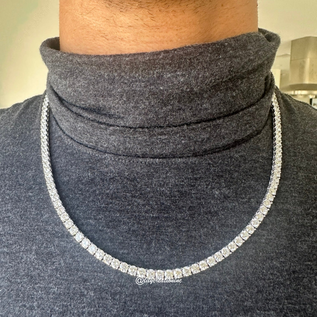 Men's 30 Carat Round Lab Grown Diamond Tennis Necklace