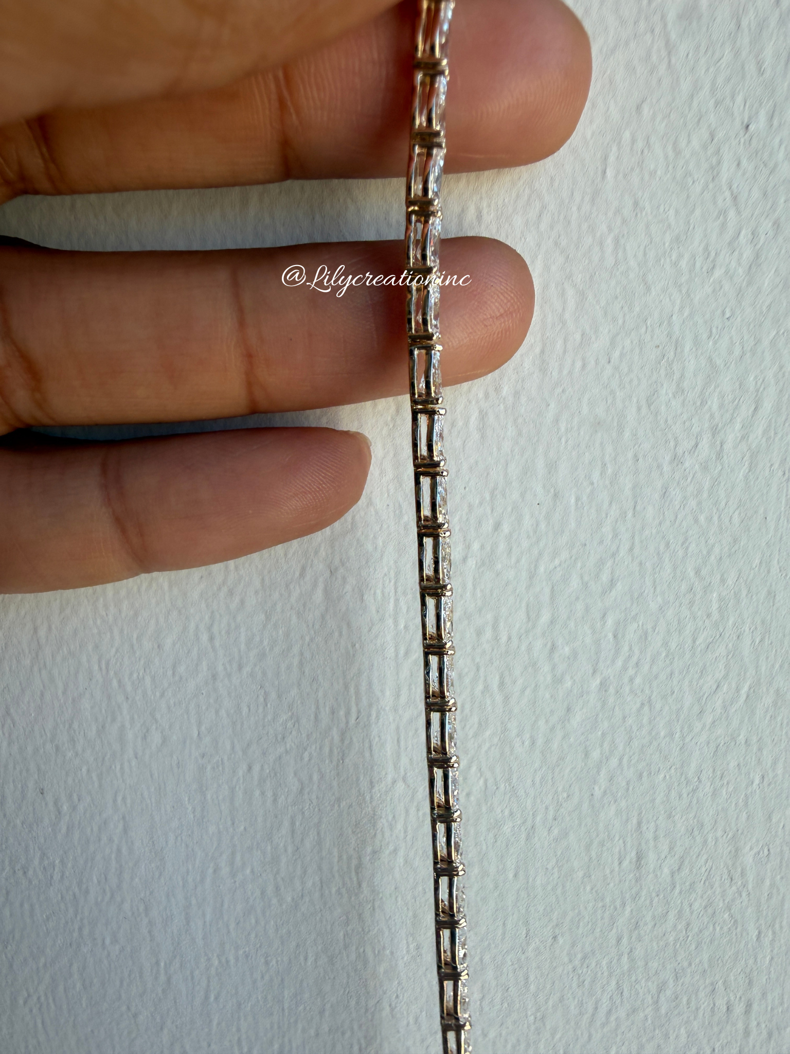6.50 Carat Pear Cut North to South Diamond Tennis Bracelet