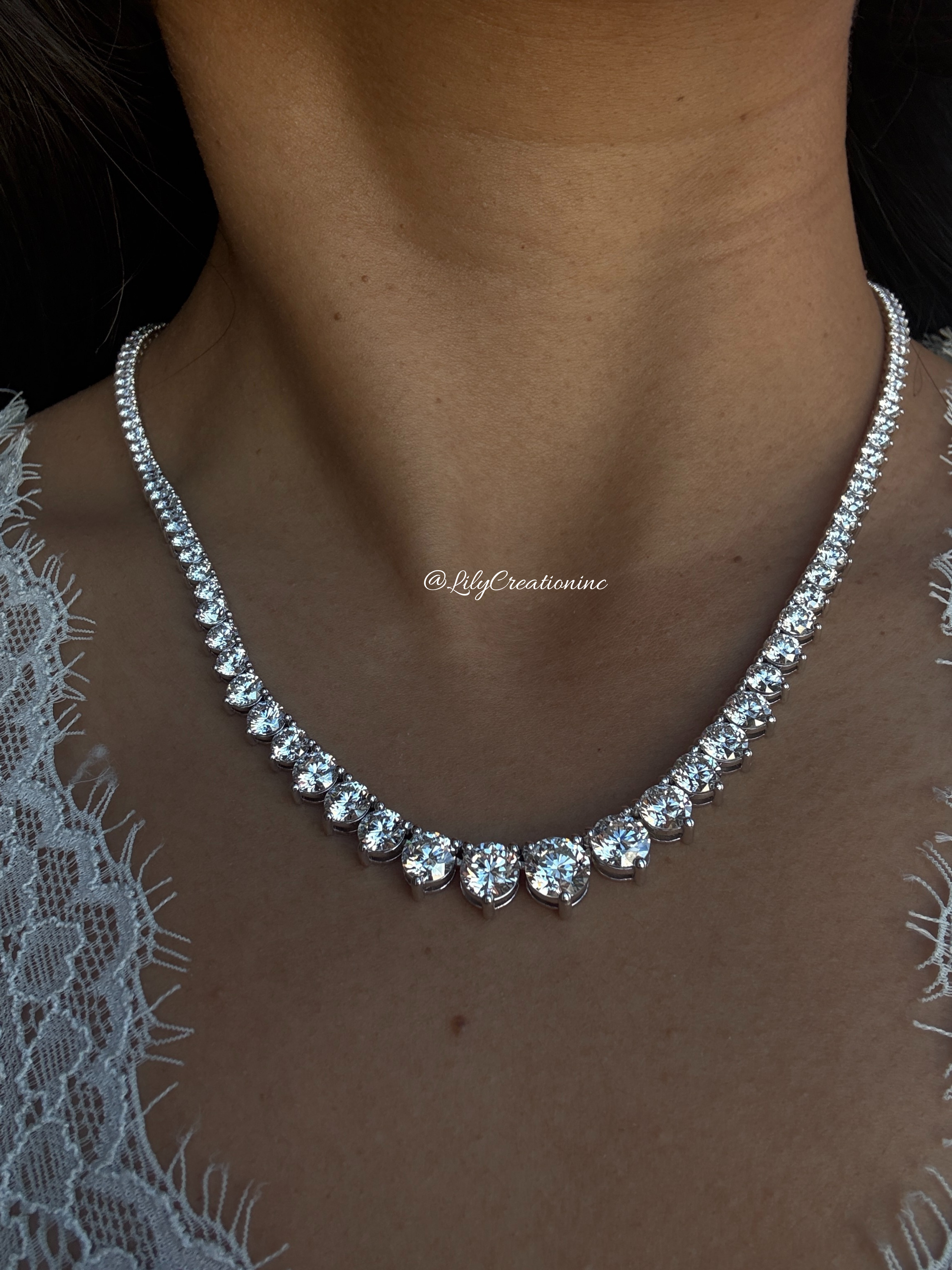19 Carat Round Graduated Diamond Necklace