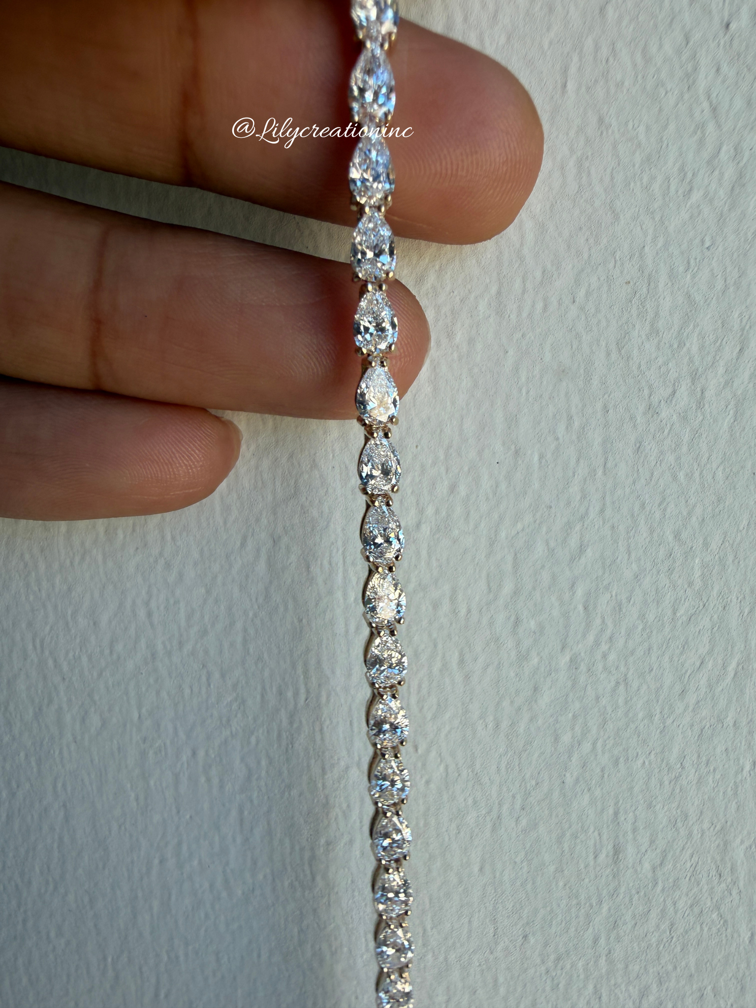6.50 Carat Pear Cut North to South Diamond Tennis Bracelet