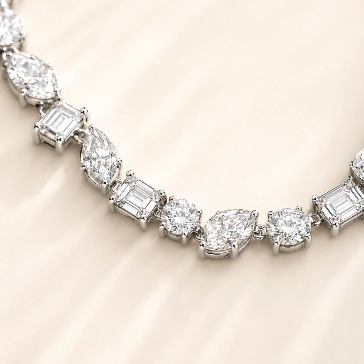 34.40 CTW Mixed-Shape Lab-Grown Diamond Tennis Necklace in 14K White Gold