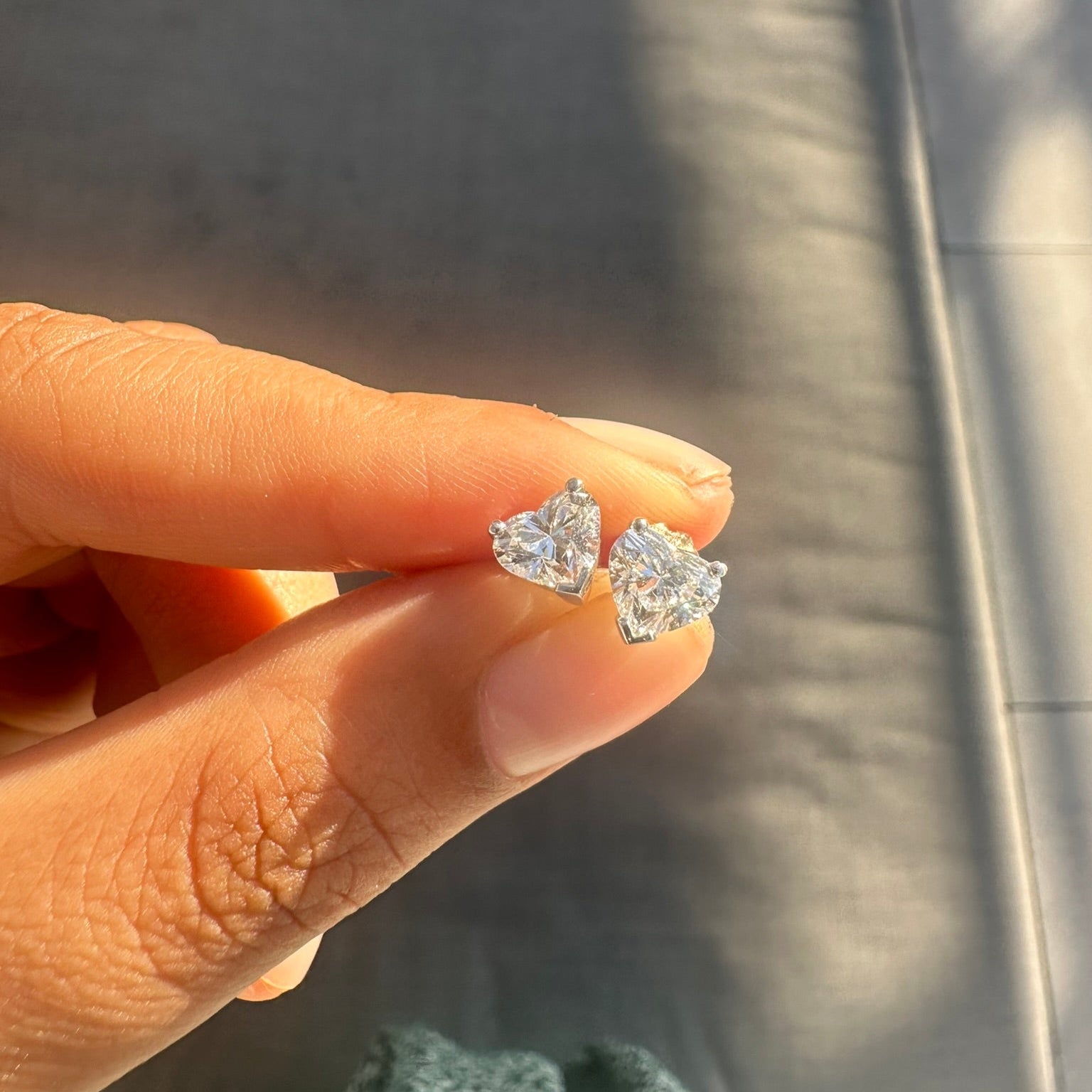 2 Carat Heart Shaped Lab Grown Diamond Stud Earrings