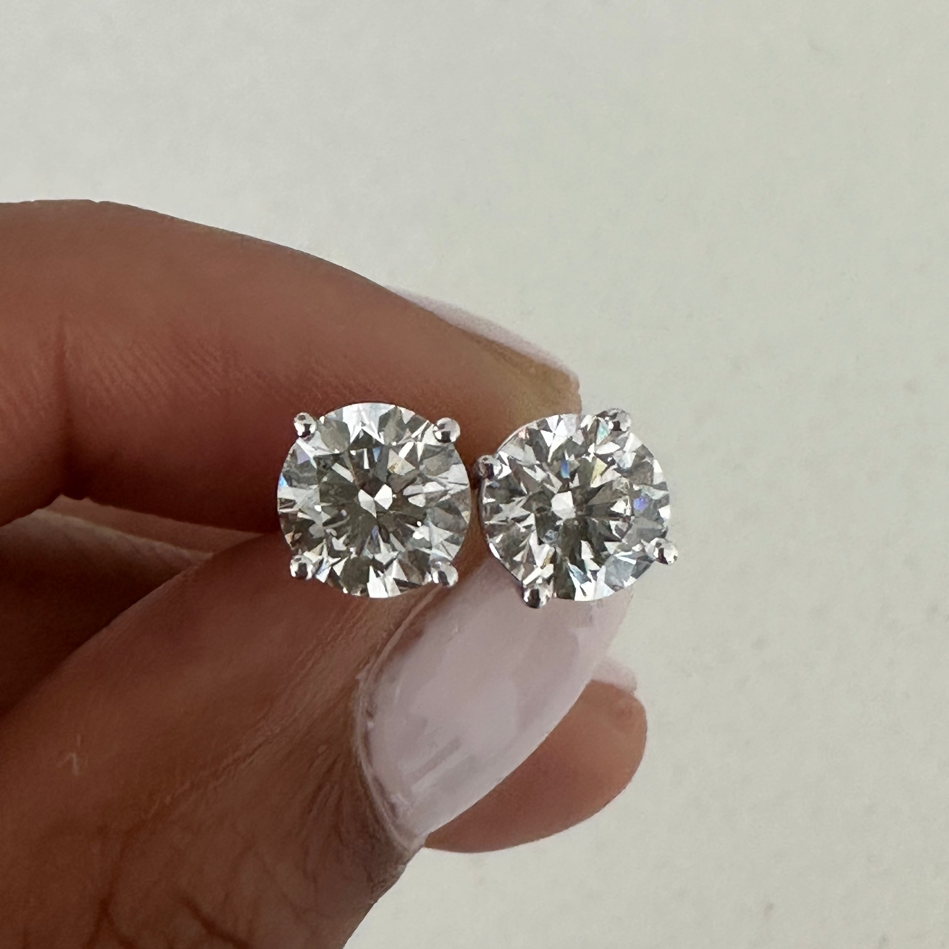 2 Carat Round Lab Grown Diamond Stud Earrings