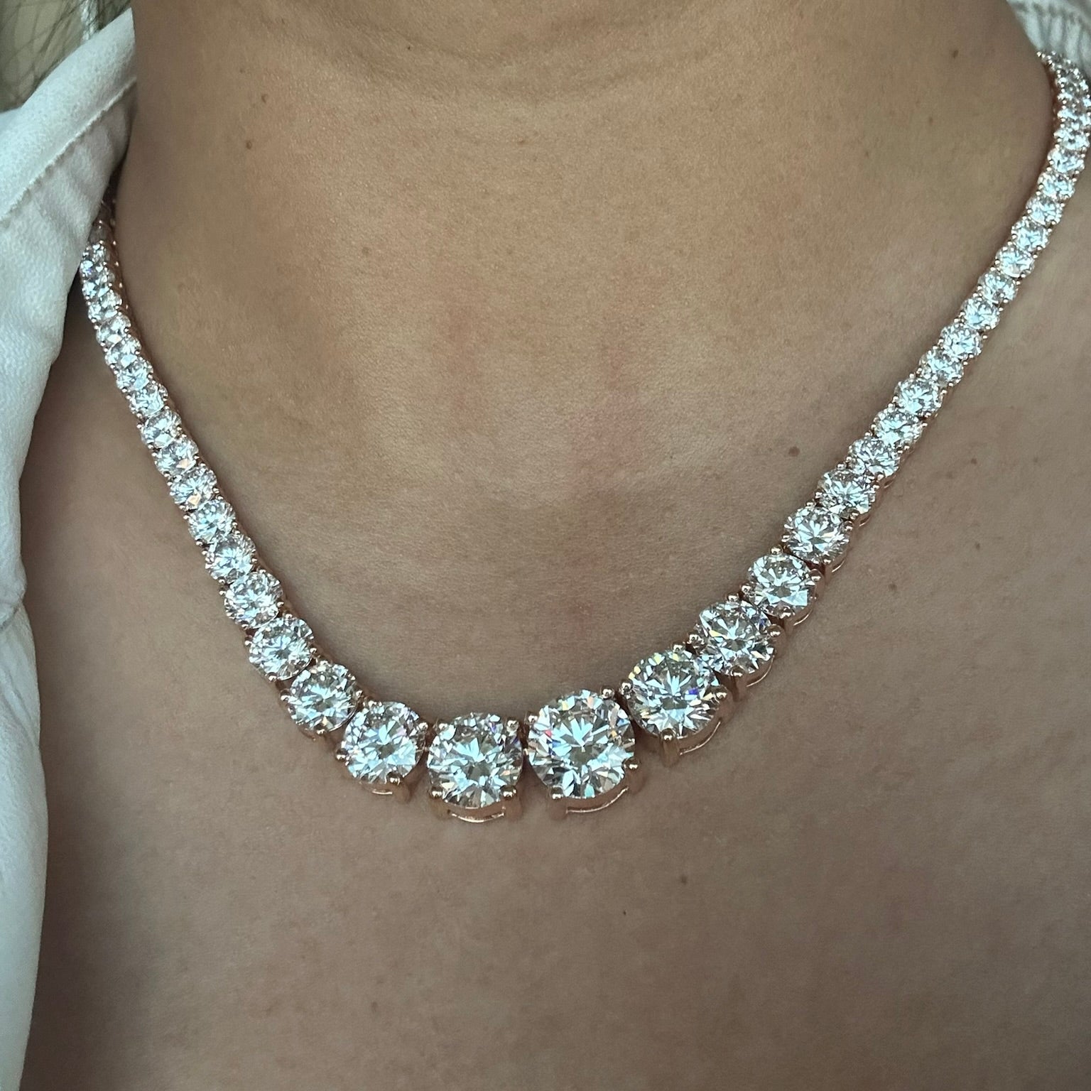 40 Carat Graduated Lab Grown Diamond Tennis Necklace